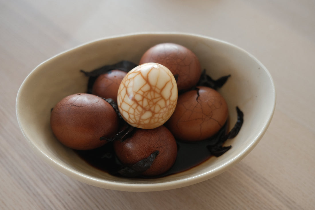 Tea eggs in a bowl