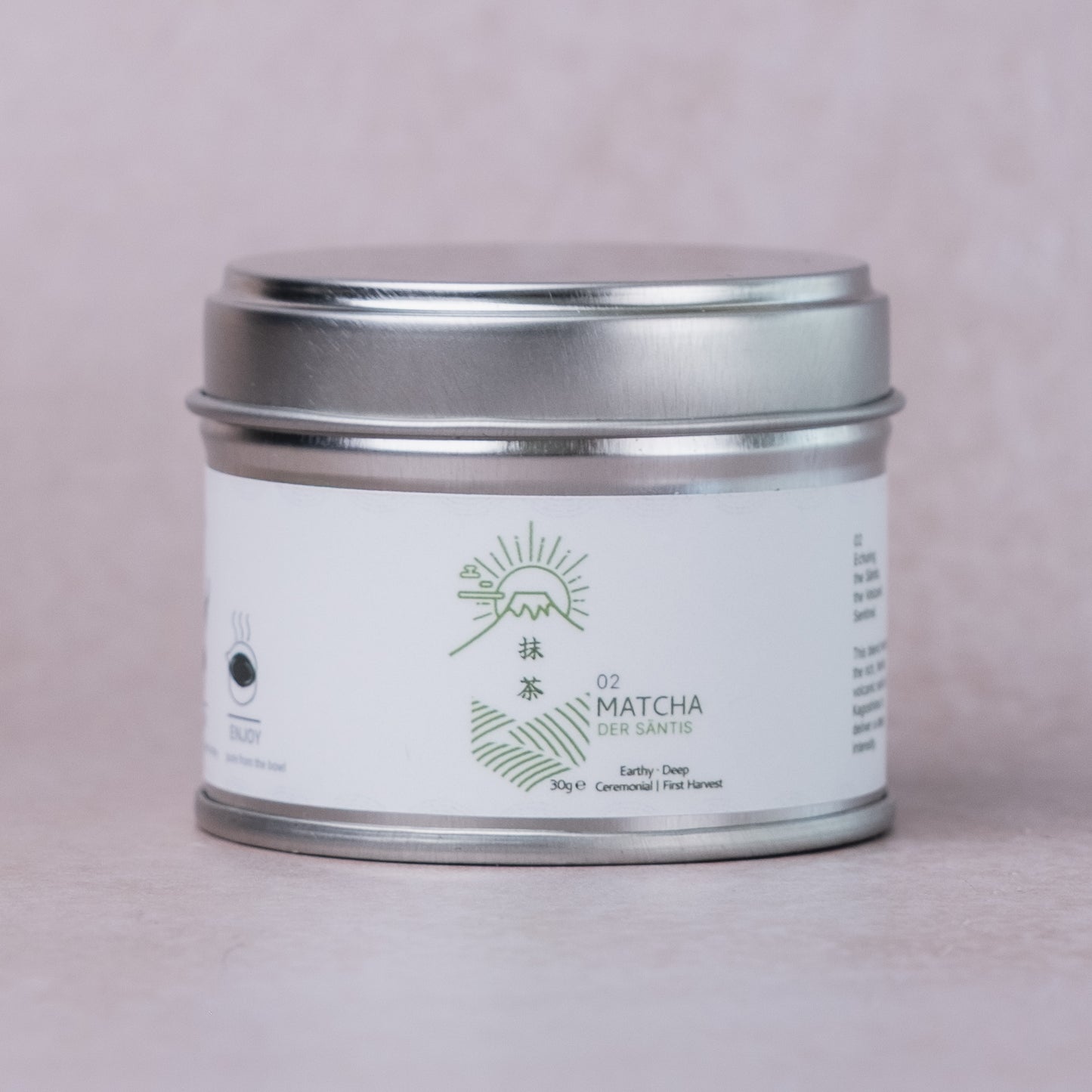 Japan Kagoshima, Freshly Stone-Milled Ceremonial Matcha in a silver tin